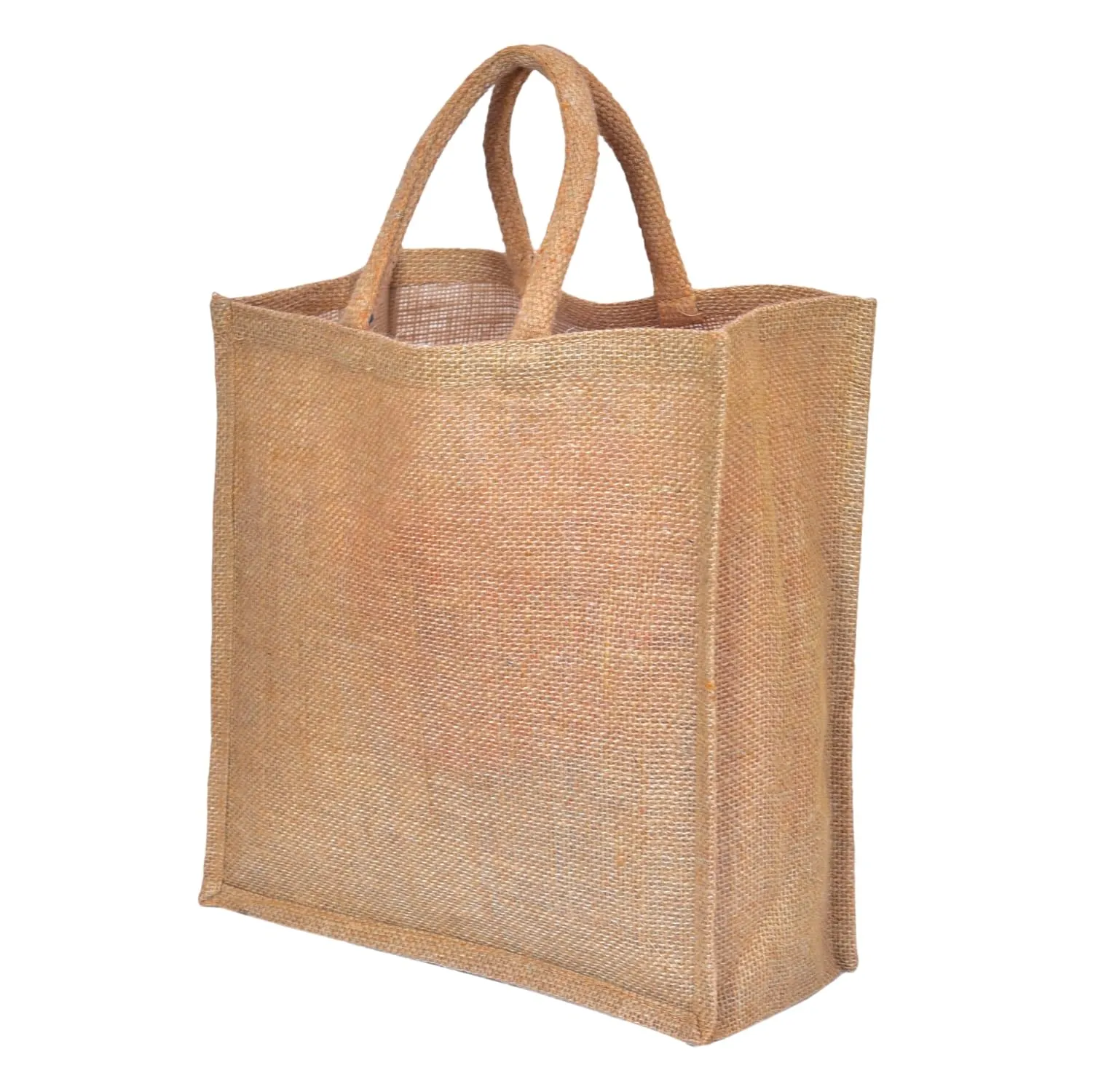 Heart Home Grocery Bag | Jute Carry Bag | Reusable Shopping Bag | Lunch Handbag | Zipper Grocery Bag with Handle | Plain Daily Utility Grocery Bag | Brown