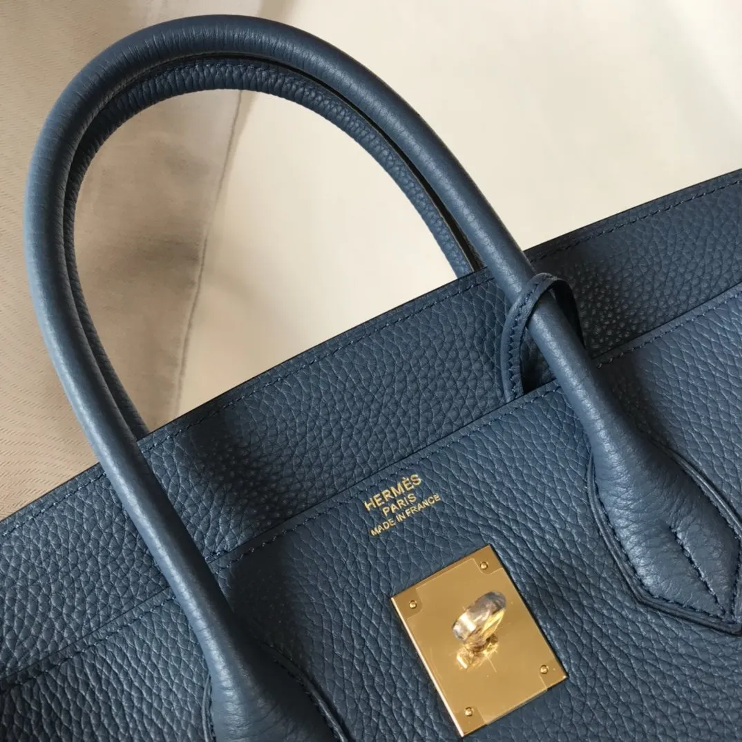 HM Birkin Blue For Women Gold-Toned Hardware 11in/30cm