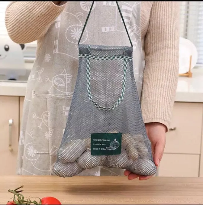 Household Wall Hanging Storage Net Bag, Washable Mesh Grocery Bags, Kitchen Onion Bag, Garlic Storage Basket, Multipurpose Breathable Fruit And Vegetable Bag