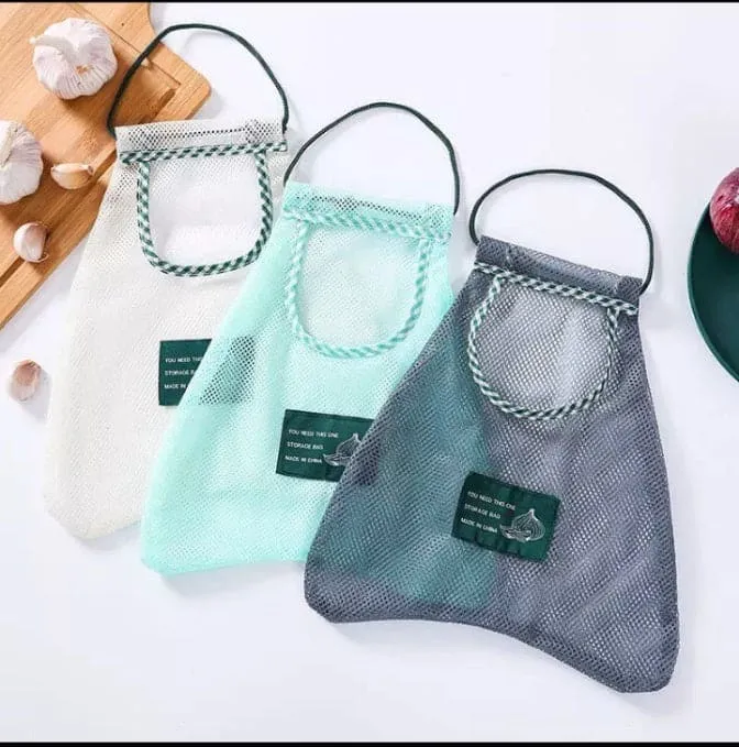 Household Wall Hanging Storage Net Bag, Washable Mesh Grocery Bags, Kitchen Onion Bag, Garlic Storage Basket, Multipurpose Breathable Fruit And Vegetable Bag