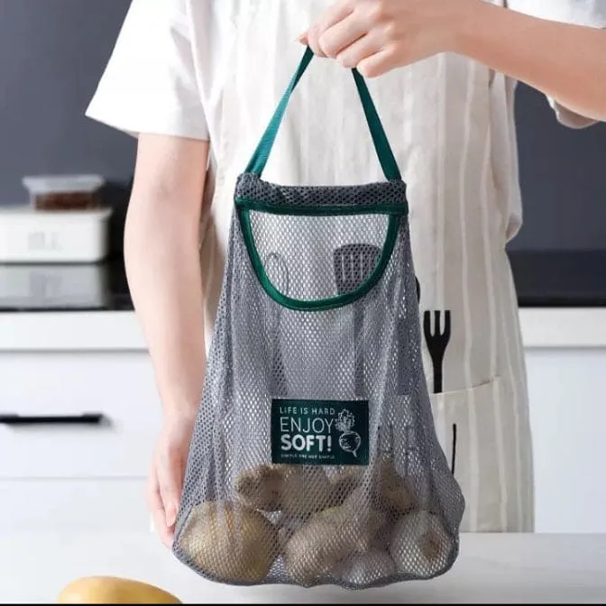 Household Wall Hanging Storage Net Bag, Washable Mesh Grocery Bags, Kitchen Onion Bag, Garlic Storage Basket, Multipurpose Breathable Fruit And Vegetable Bag