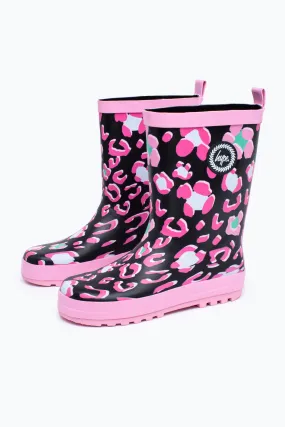 Hype Girls Pink Leopard Wellies