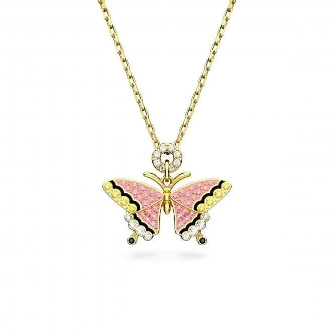 Idyllia Gold-Tone Plated Pink Butterfly Pendant 5658857