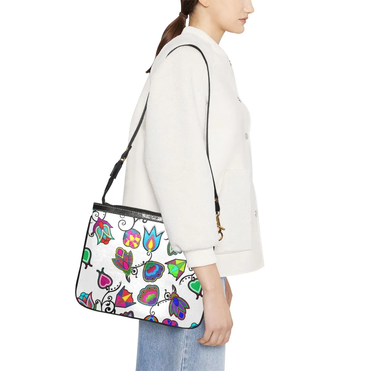 Indigenous Paisley White Small Shoulder Bag