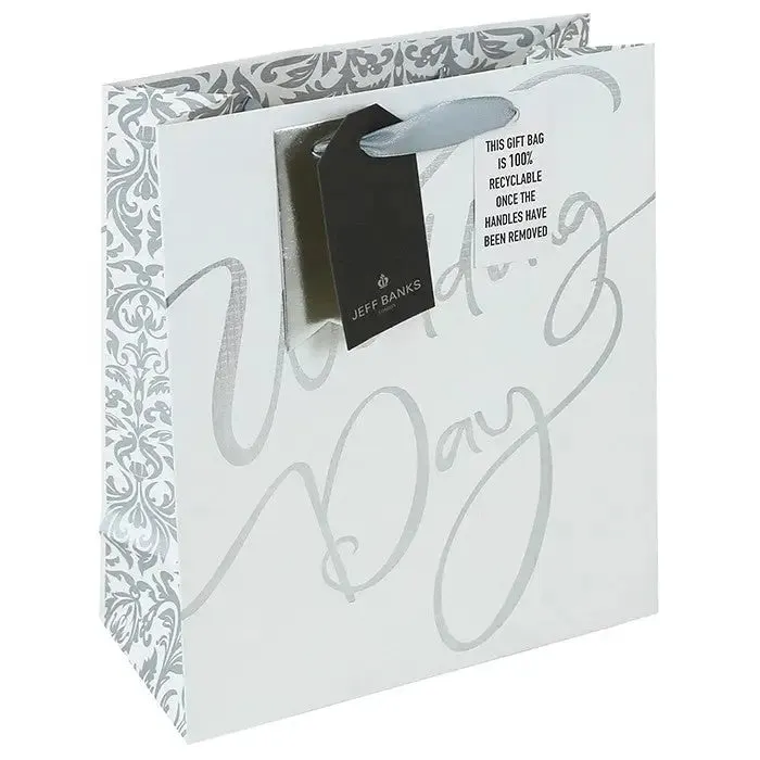 Jeff Banks Silver Wedding Gift Bag Medium/Large