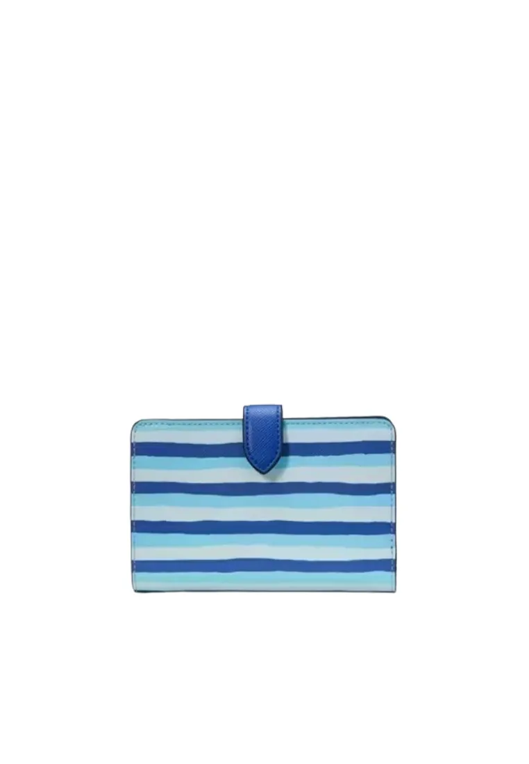 Kate Spade Schuyler Wave Stripe Medium Compact Bifold Wallet In Blue Multi KG677