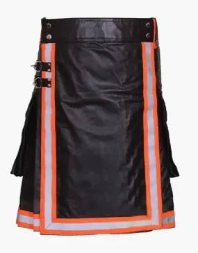 KILT OF BLACK FIREFIGHTER LEATHER