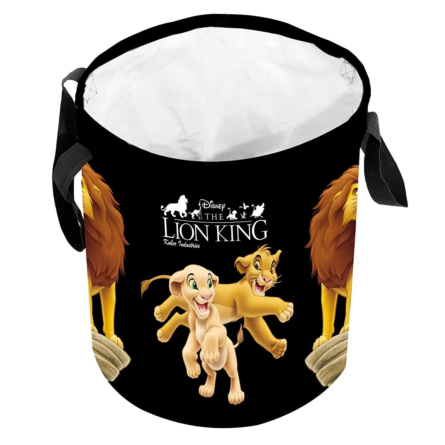 Kuber Industries Disney Lion King Print Non Woven Fabric Foldable Laundry Basket, Toy Storage Basket, Cloth Storage Basket with Handles,45 LTR (Black)