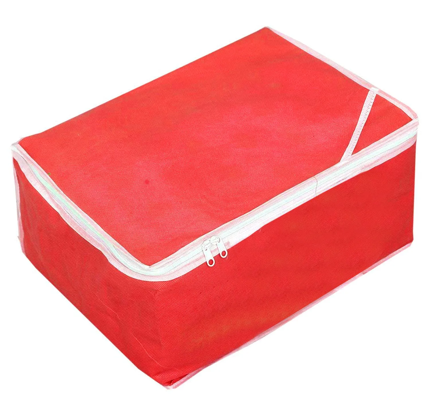 Kuber Industries Wardrobe Organizer for Clothes|Non Woven Drawer Organizer|Cloth Cover Bags for Storage (Red)