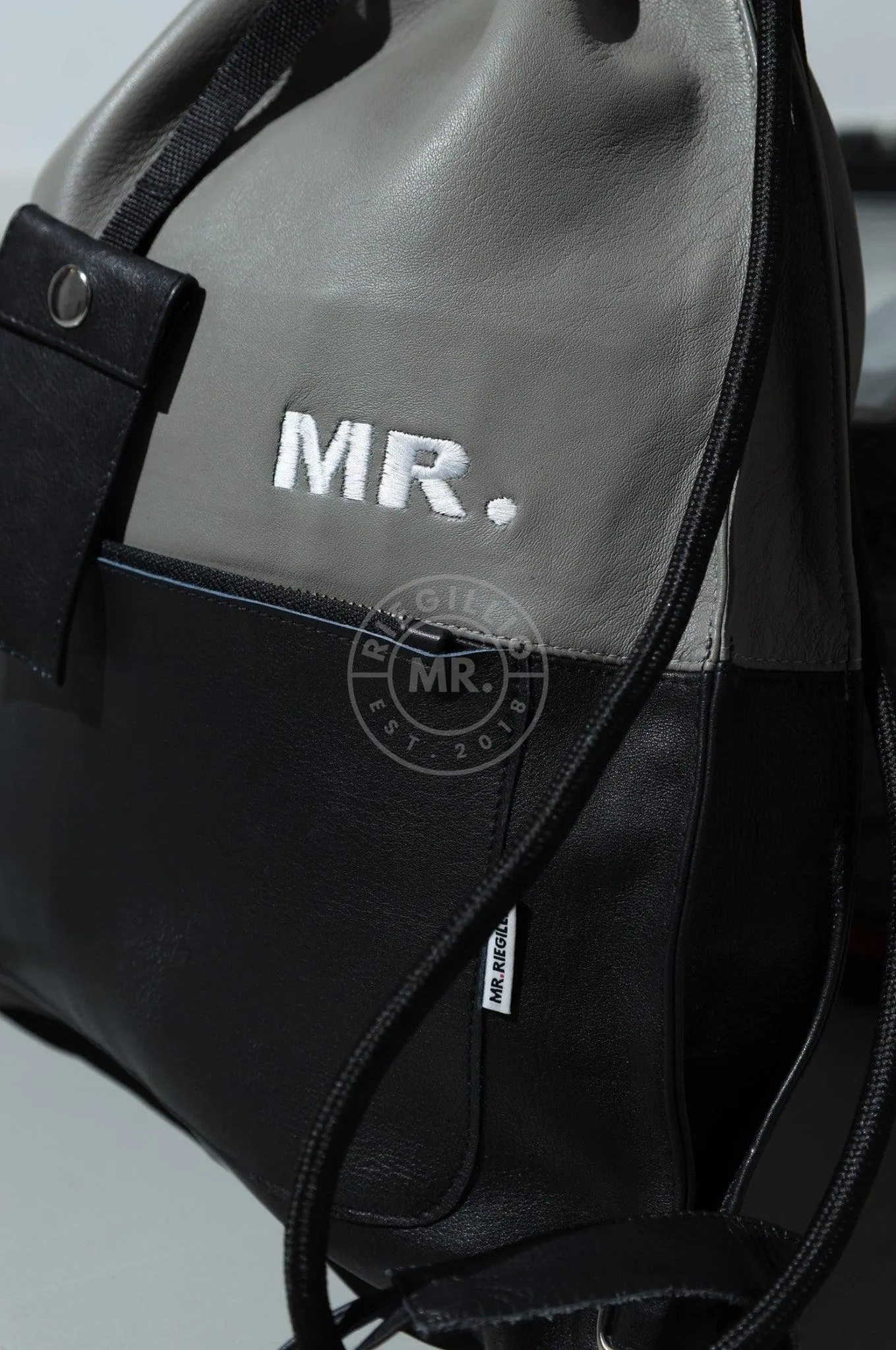 Leather Backpack Black - Grey