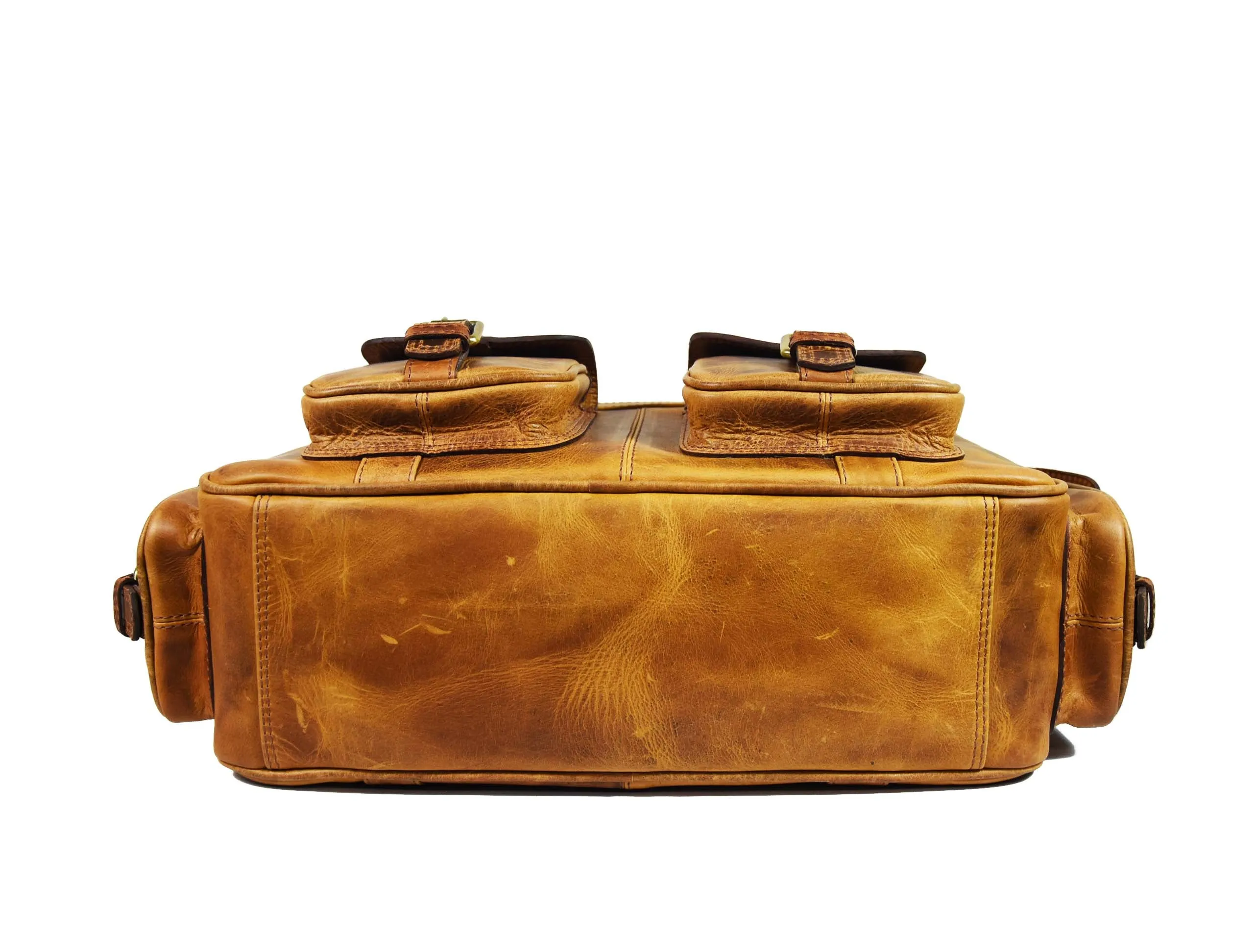 Leather Portfolio Bag - Caramel Brown