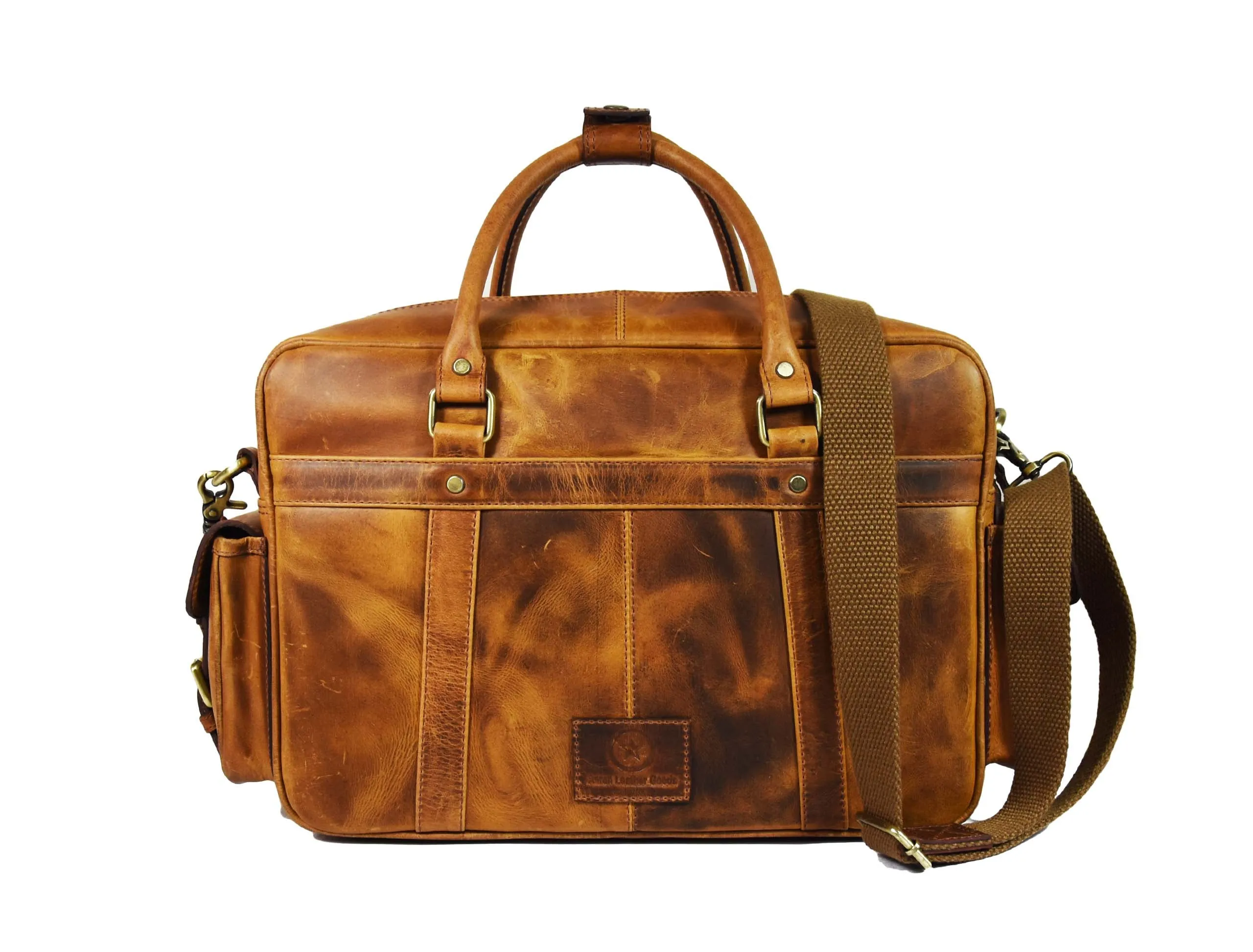 Leather Portfolio Bag - Caramel Brown