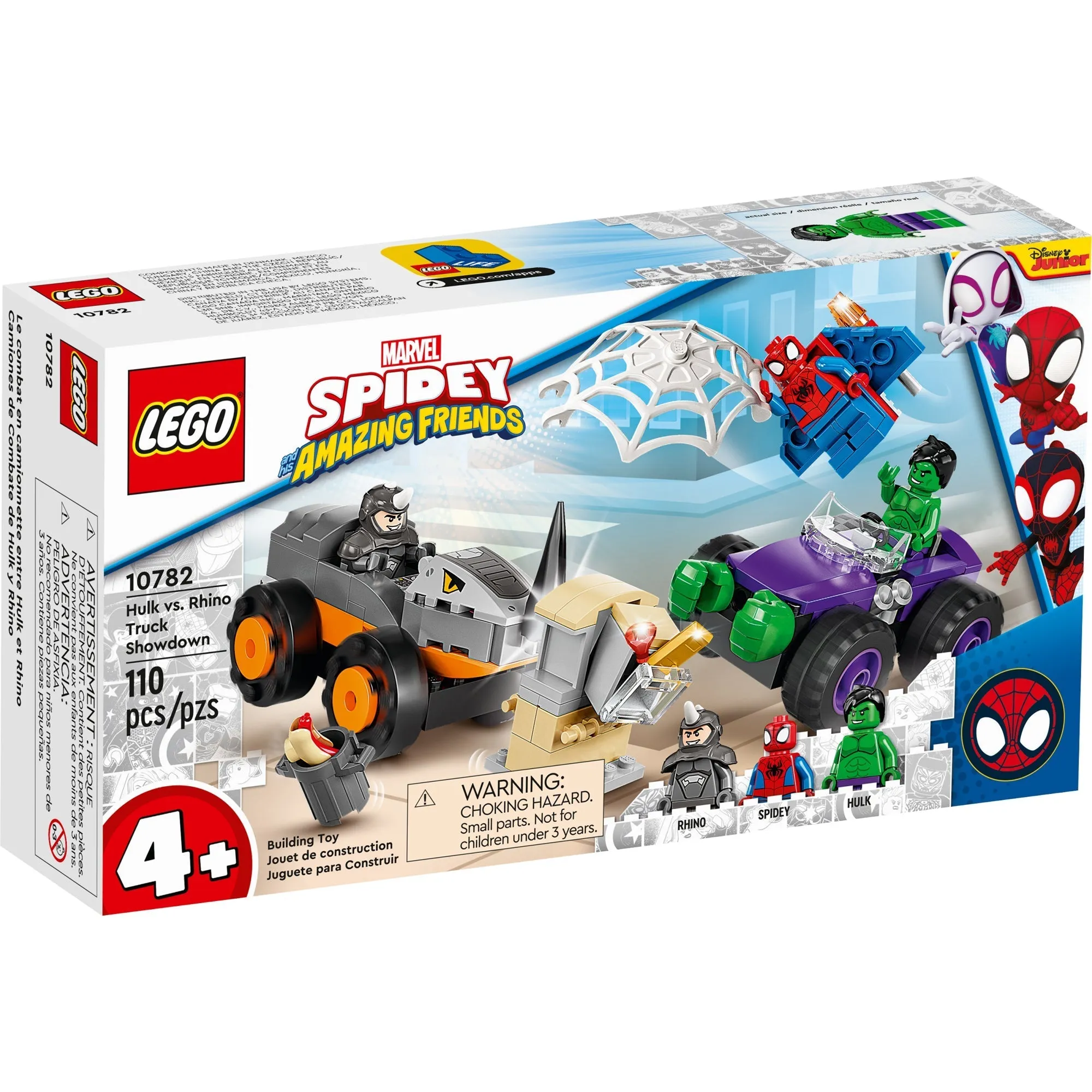 LEGO Marvel Spider-Man Hulk vs. Rhino Truck Showdown, 10782, Ages 4 , 110 Pieces