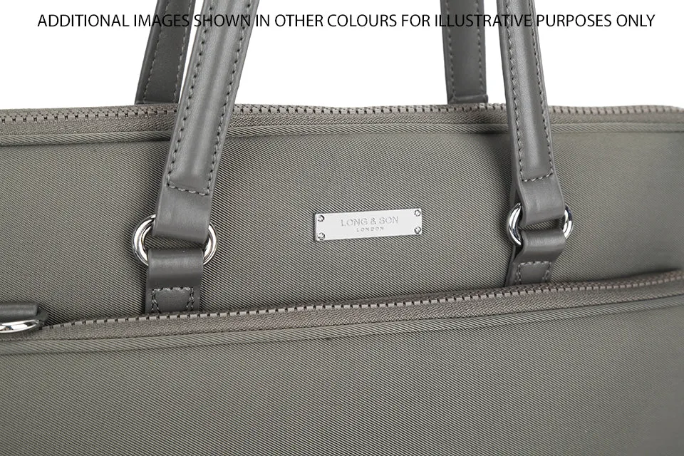 LIGHTWEIGHT OLIVE GREEN MULTI COMPARTMENT LAPTOP HANDBAG WITH LONG SHOULDER STRAP