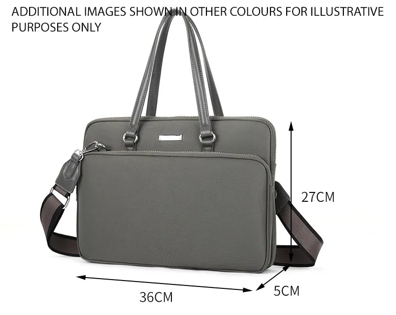 LIGHTWEIGHT OLIVE GREEN MULTI COMPARTMENT LAPTOP HANDBAG WITH LONG SHOULDER STRAP