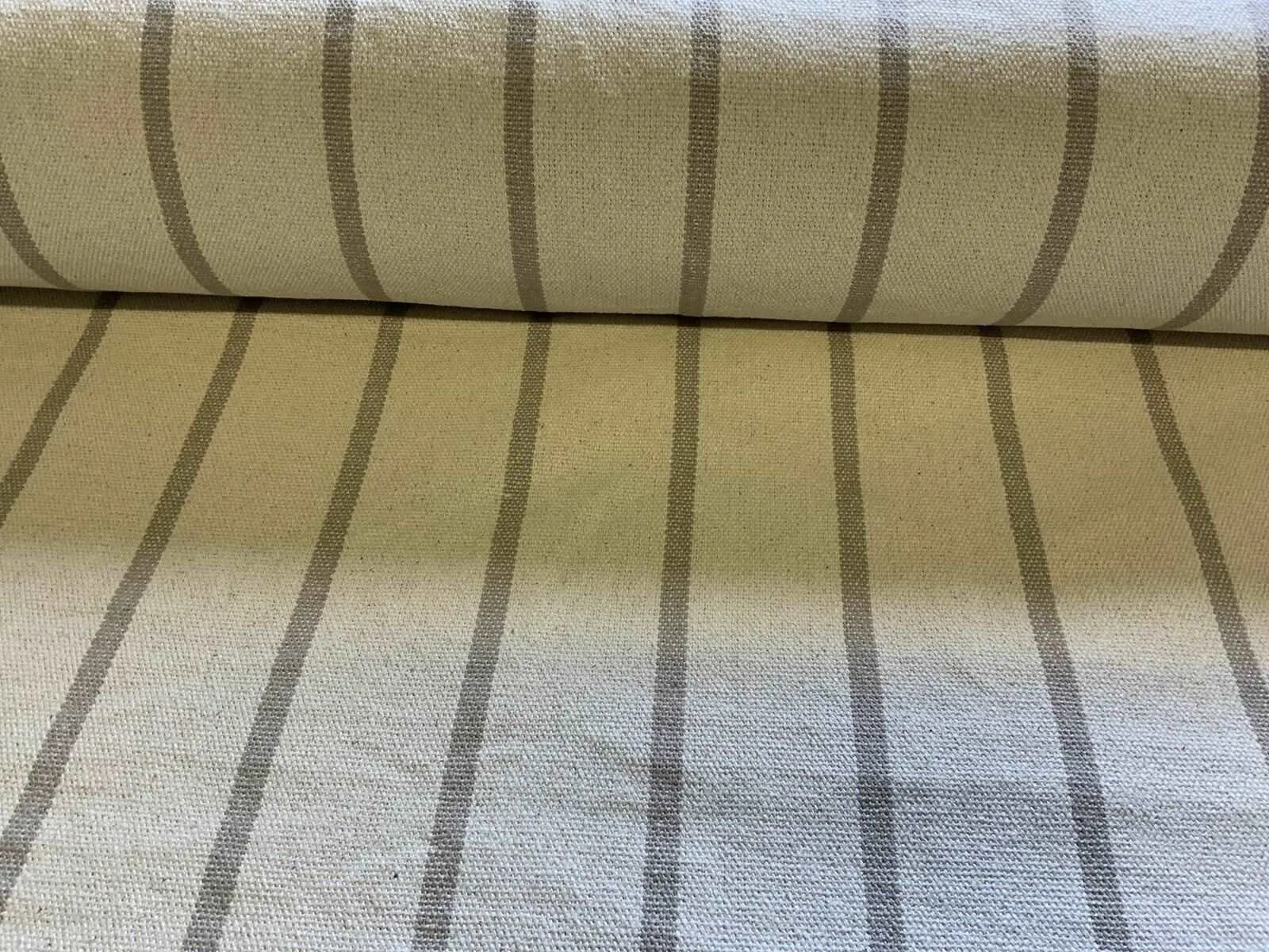 LINEN COLOUR STRIPE - Heavy Hopsack Furnishing / Upholstery Fabric - 600gsm - 155 cms Heavy Duty Furnishing Fabric