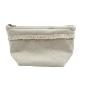 Linen Cosmetic/Toiletry Bag with Fringe Made in Portugal