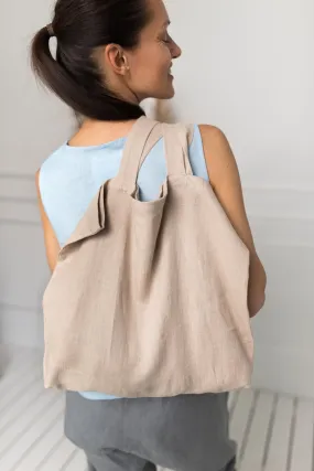 Linen Tote Bag In Natural