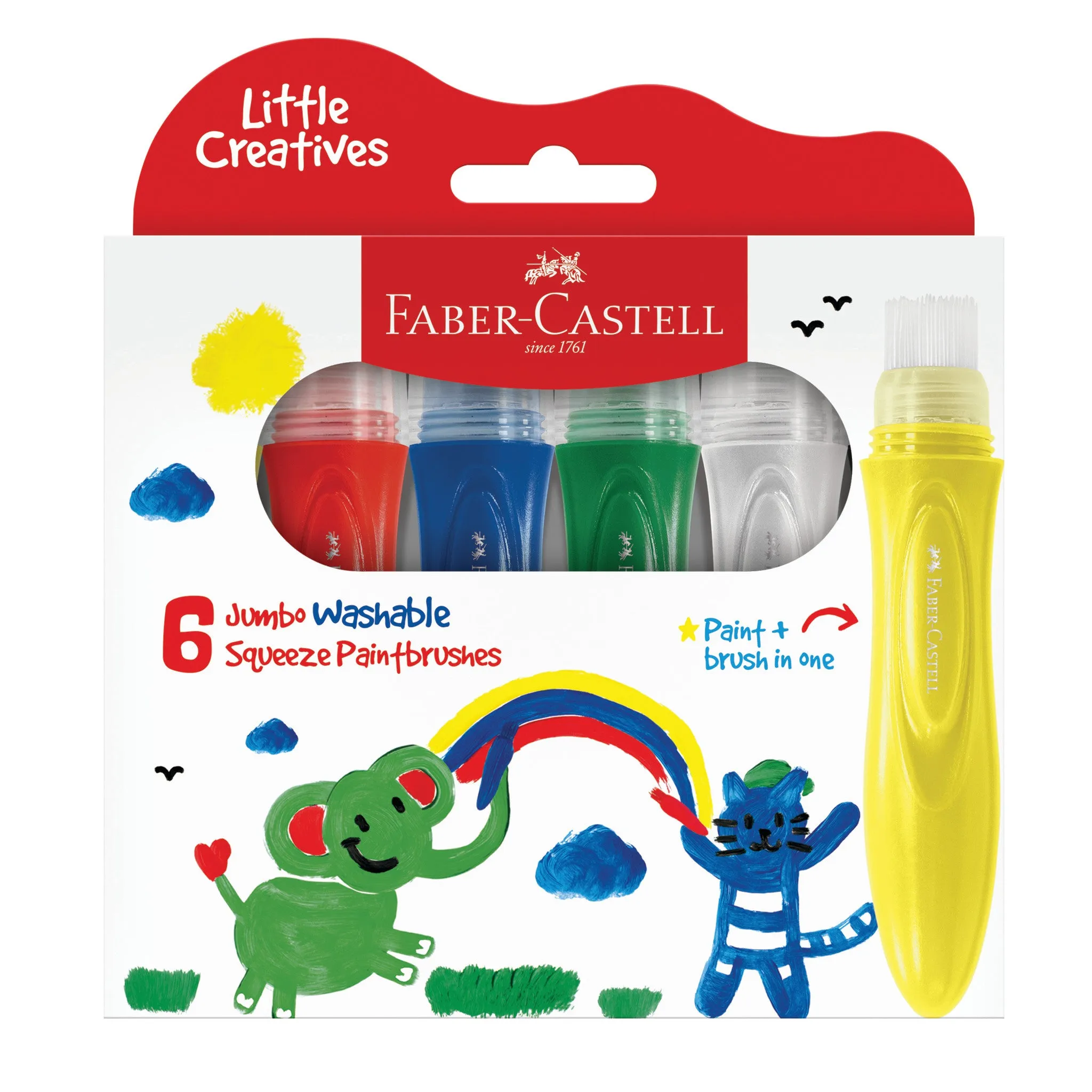 Little Creatives 6 Jumbo Washable Squeeze Paintbrushes - #281402