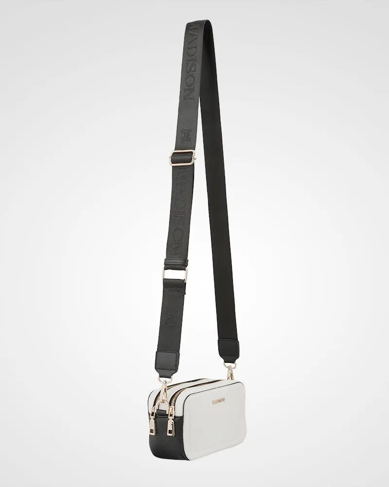 Maddie Double Zip Camera Crossbody Bag   Monogram Bag Strap