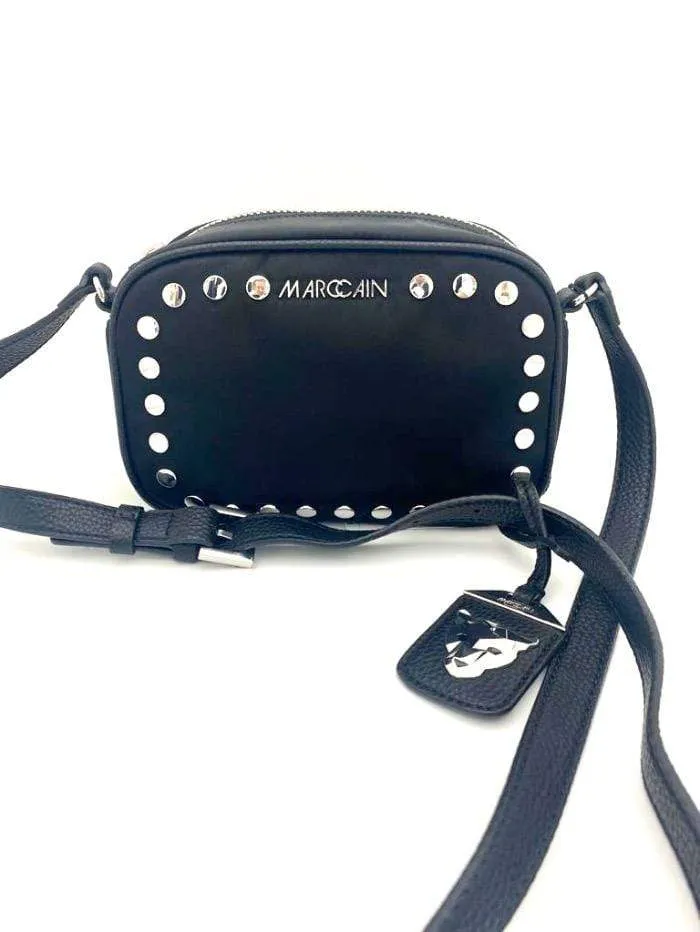 Marc Cain Black Silver Studded Cross Body Bag KB TI.19 W14