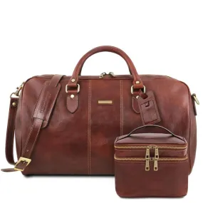 Marco Polo - Leather Duffle Bag Large And Travel Toiletry Bag