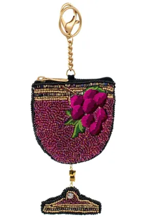 Mary Frances Wine'd Up Coin Purse/Key Fob | Wine Glass | Clearance Final Sale