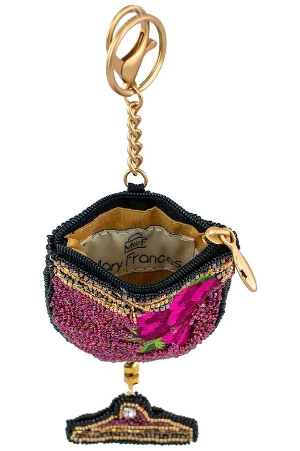 Mary Frances Wine'd Up Coin Purse/Key Fob | Wine Glass | Clearance Final Sale