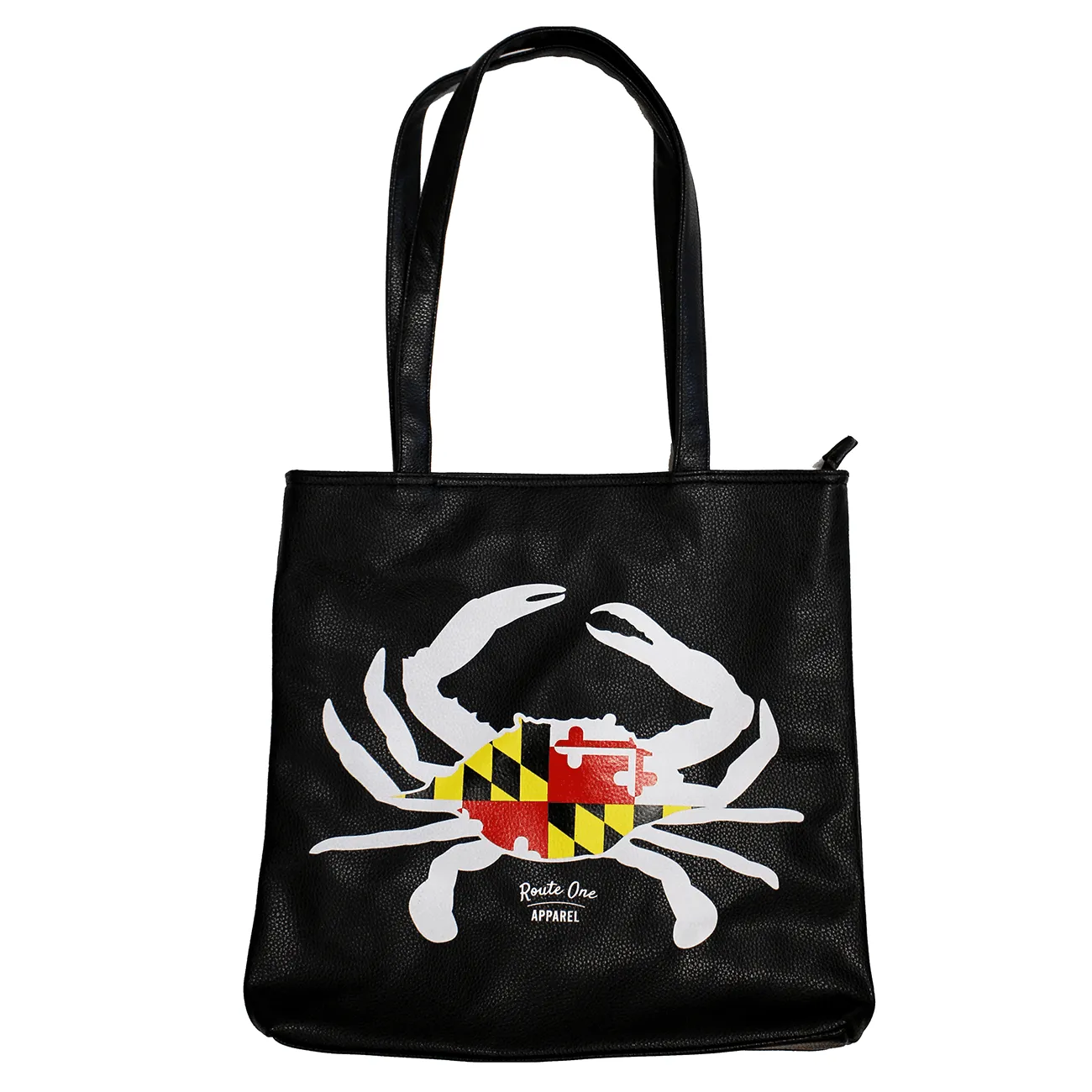 Maryland Flag Crab (Black) / Vegan Leather Tote Bag