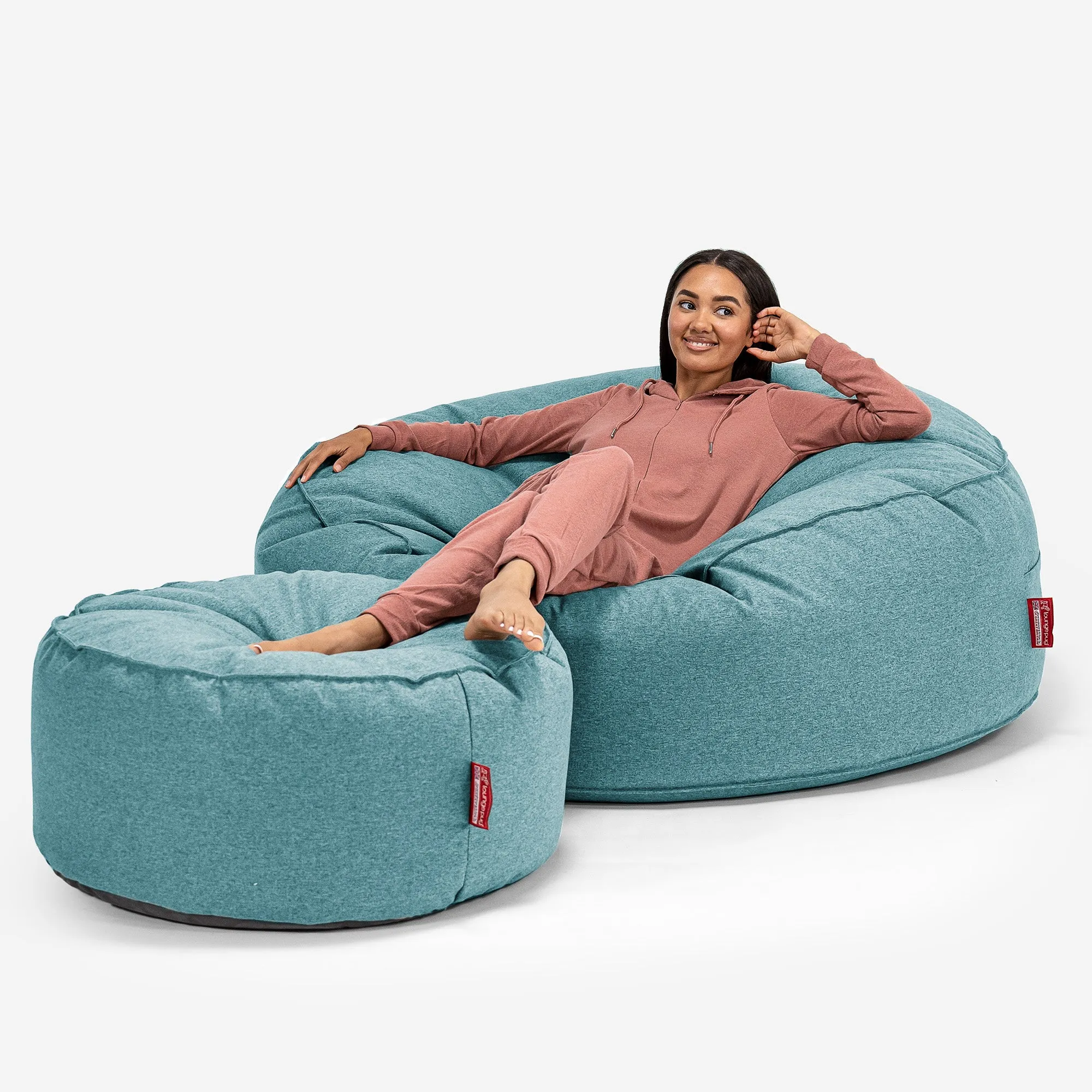 Mega Mammoth Bean Bag Sofa - Interalli Wool Aqua