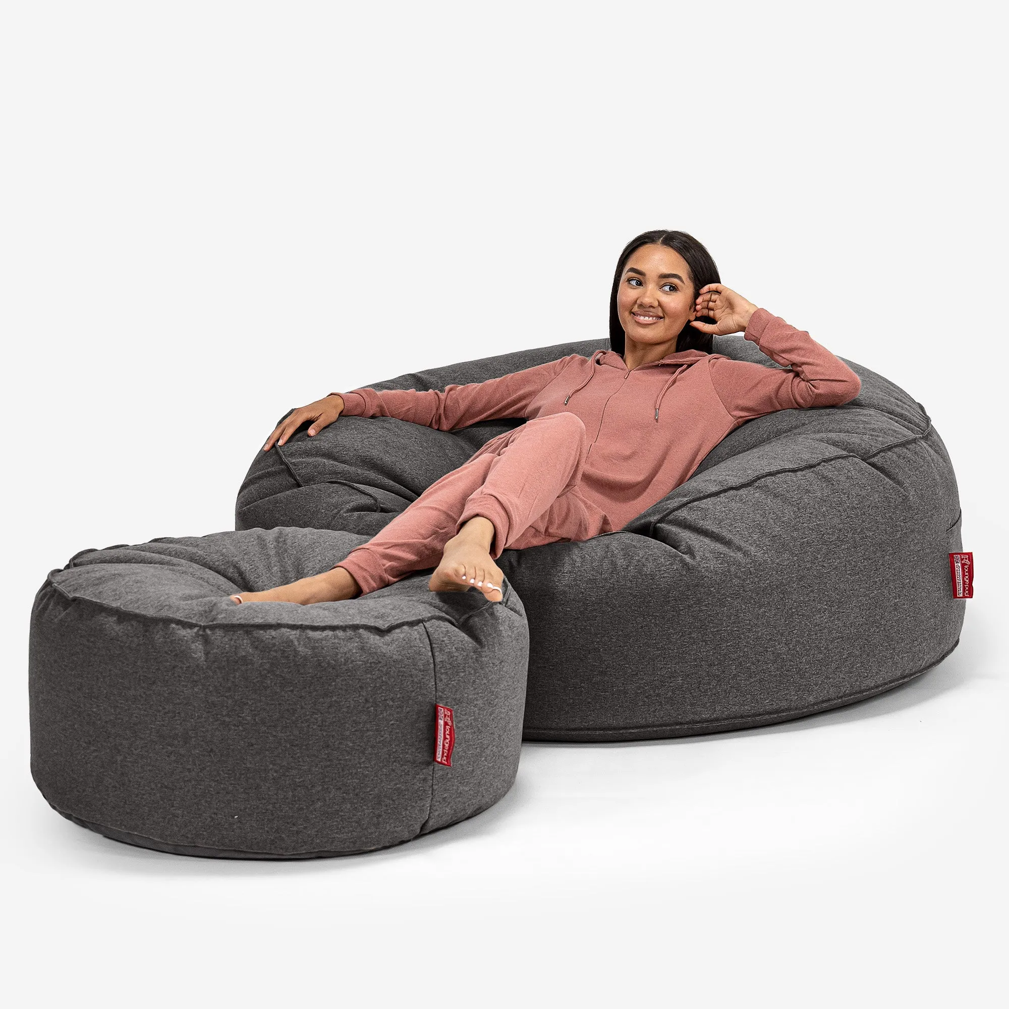 Mega Mammoth Bean Bag Sofa - Interalli Wool Grey