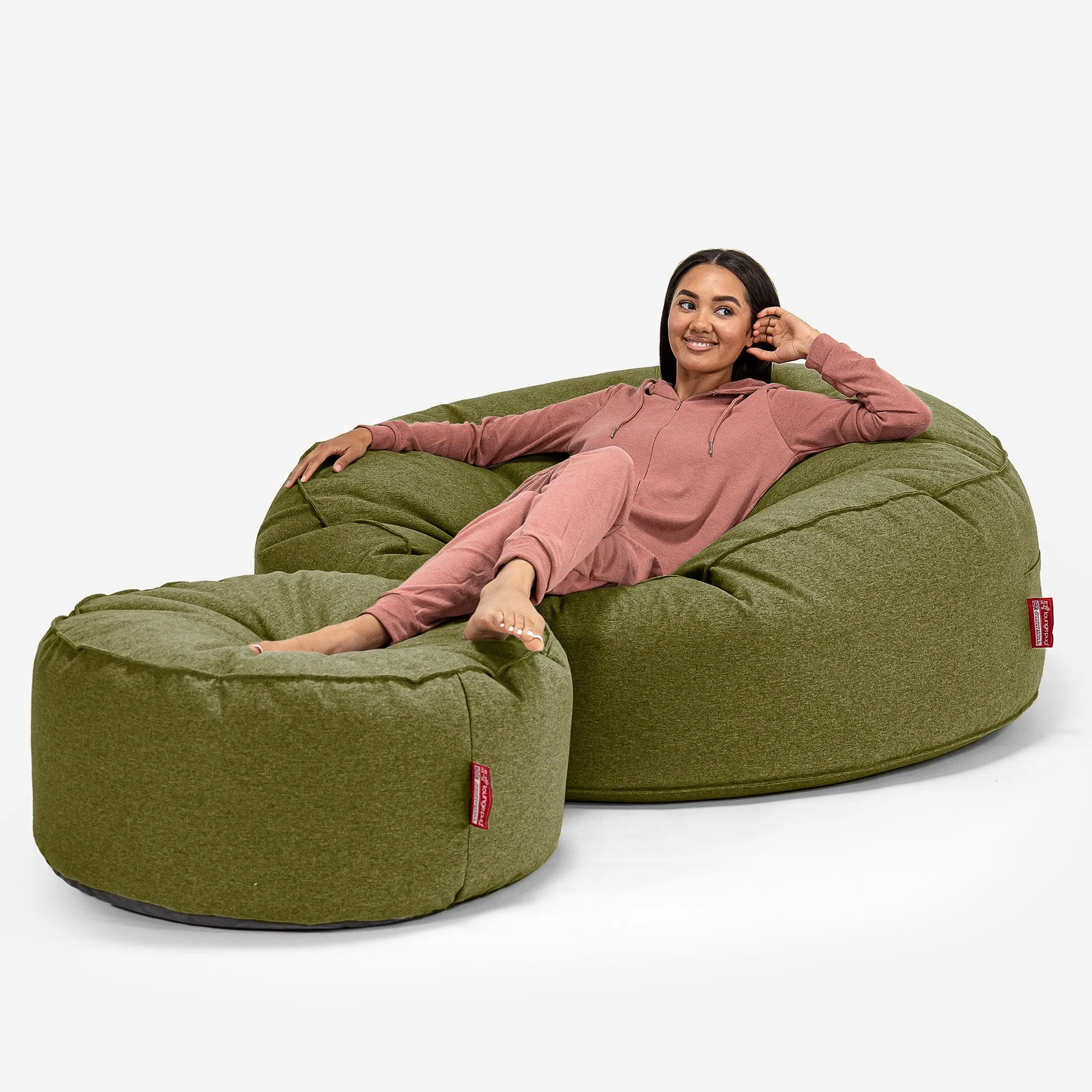 Mega Mammoth Bean Bag Sofa - Interalli Wool Lime Green