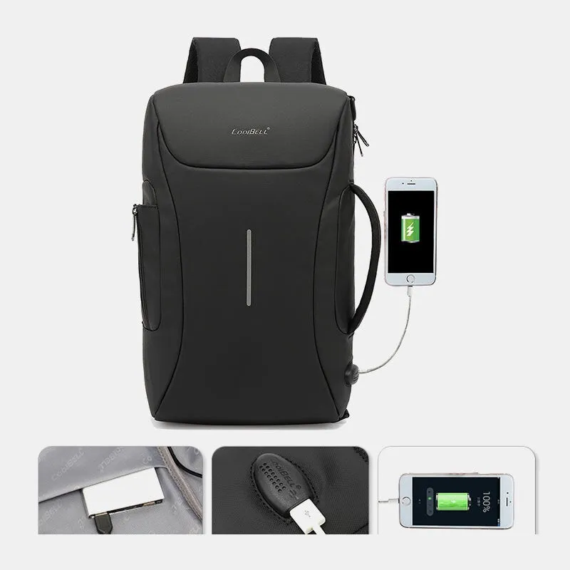 Men Oxford USB Charging Port Multiple Compartments Backpack Casual Waterproof 15.6 inch Laptop Bag Crossbody Shoulder Bags