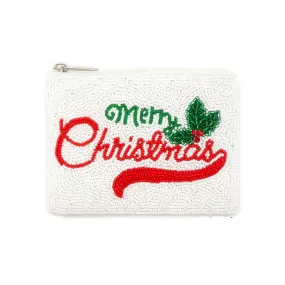 Merry Christmas Beaded Coin Bag