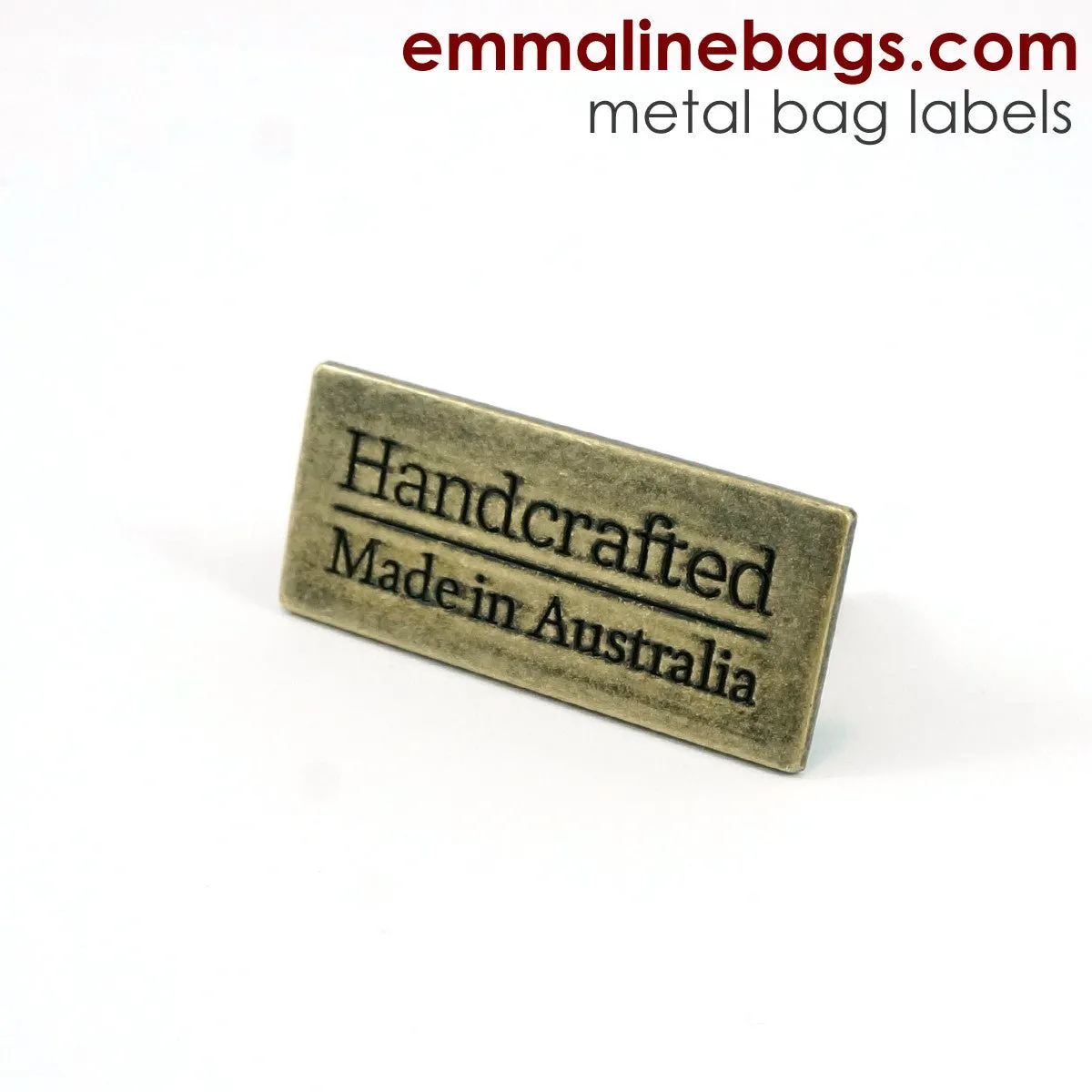 Metal Bag Label: "Handcrafted - Made in Australia"