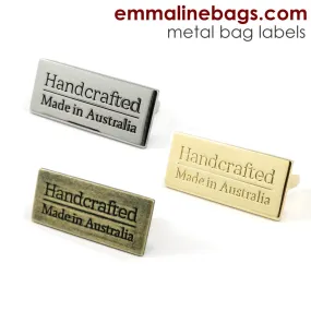 Metal Bag Label: "Handcrafted - Made in Australia"