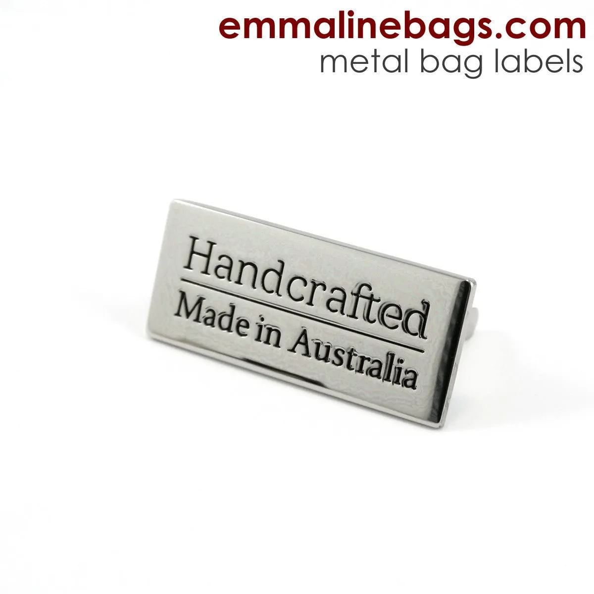 Metal Bag Label: "Handcrafted - Made in Australia"