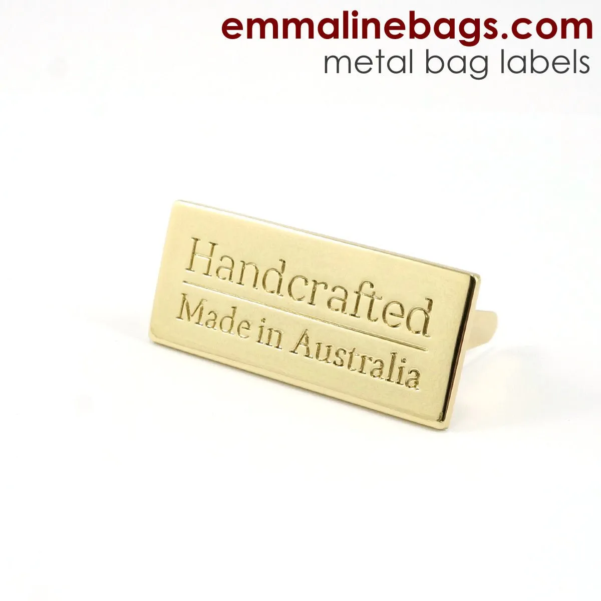 Metal Bag Label: "Handcrafted - Made in Australia"