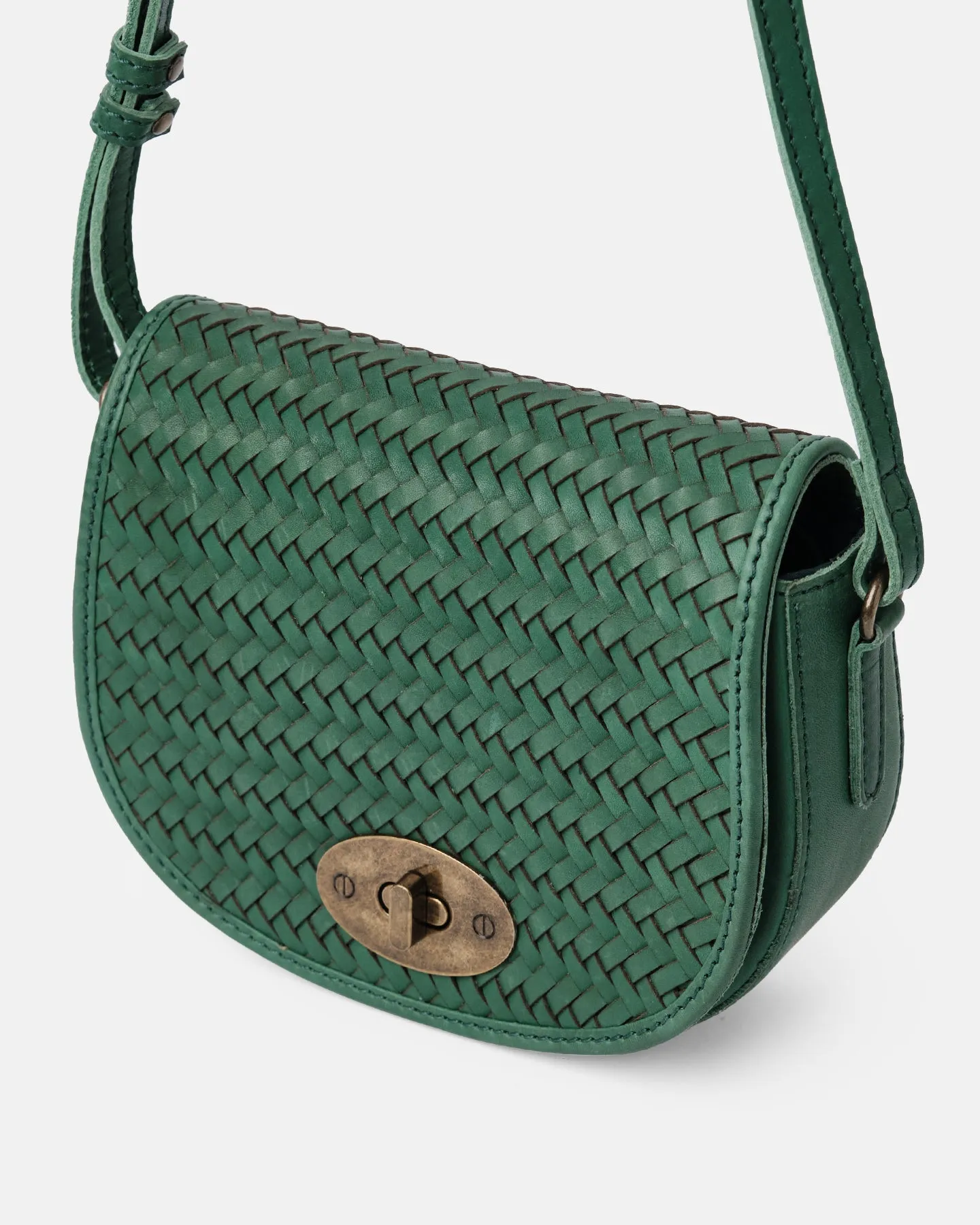 Milan Halfmoon Woven Bag | Green