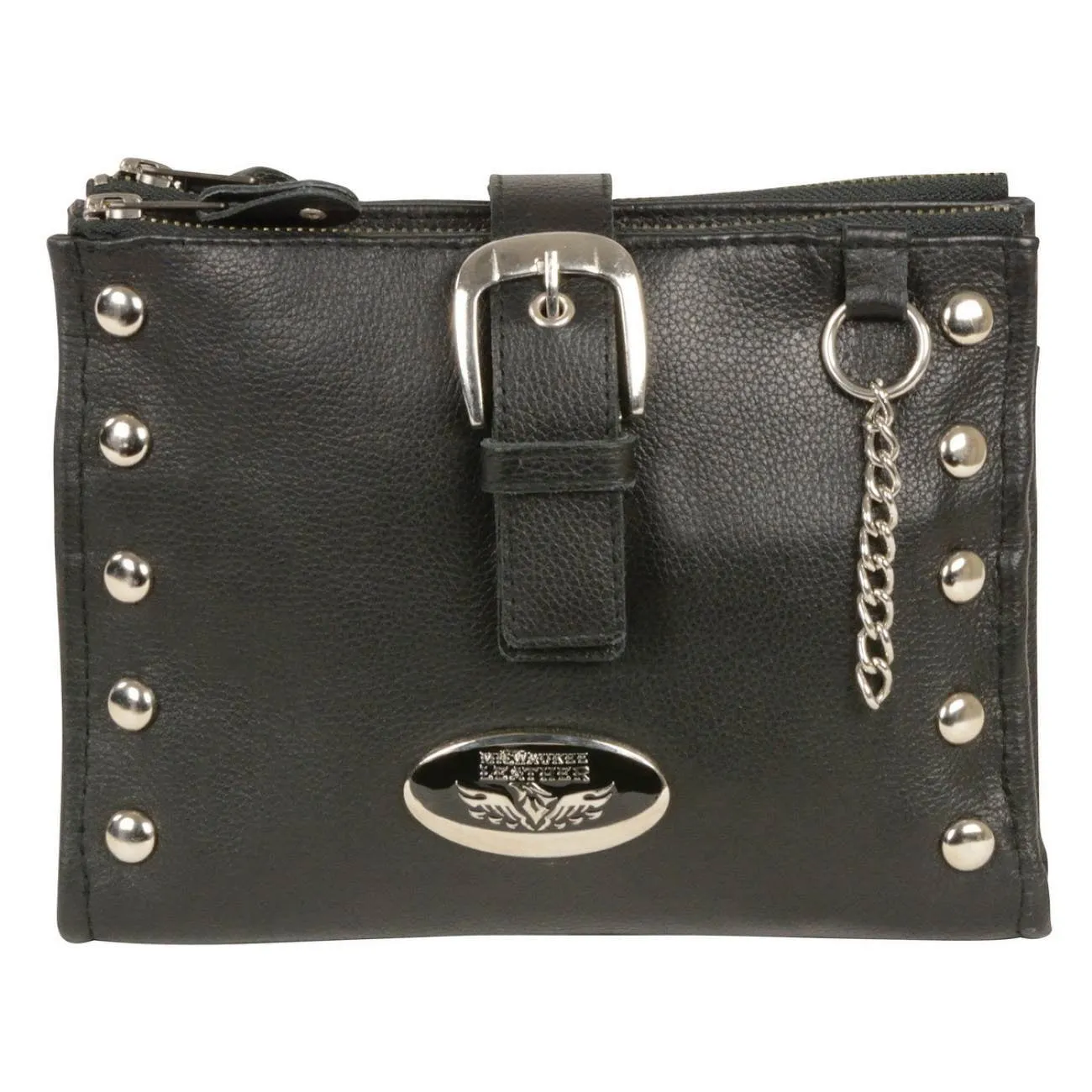 Milwaukee Leather MP8800 Women's Black Leather Studded Shoulder Bag