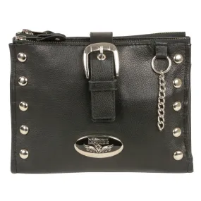 Milwaukee Leather MP8800 Women's Black Leather Studded Shoulder Bag