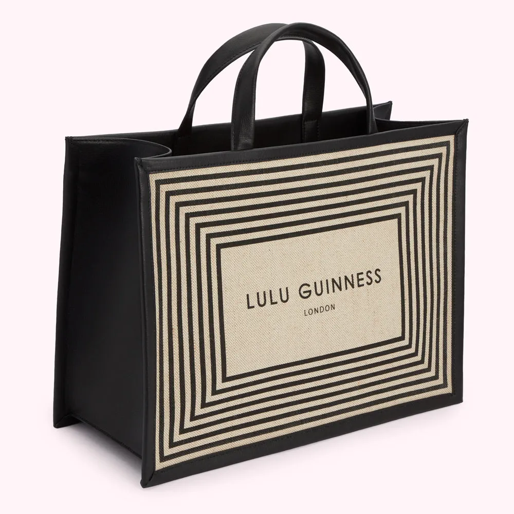 MONOCHROME STRIPE SHOPPER TOTE BAG