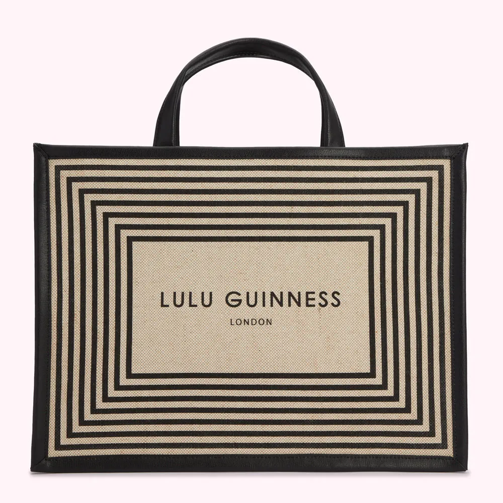 MONOCHROME STRIPE SHOPPER TOTE BAG