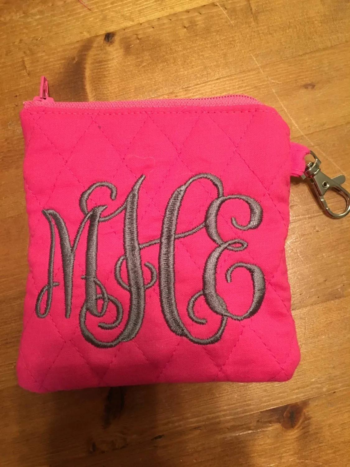 Monogram/ Initial Quilted Personalized Zipper Coin Purse/Pouch Gifts for Her