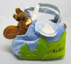 Moose Plush in Alaska Green Tree Bag