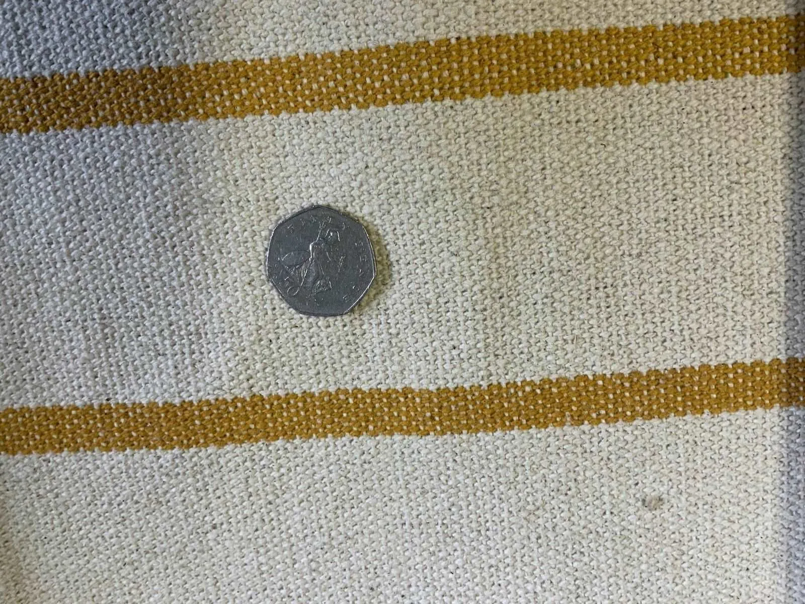 MUSTARD YELLOW STRIPE - Heavy Hopsack Furnishing / Upholstery Fabric -  Stripey Furnishing / Bag Fabric