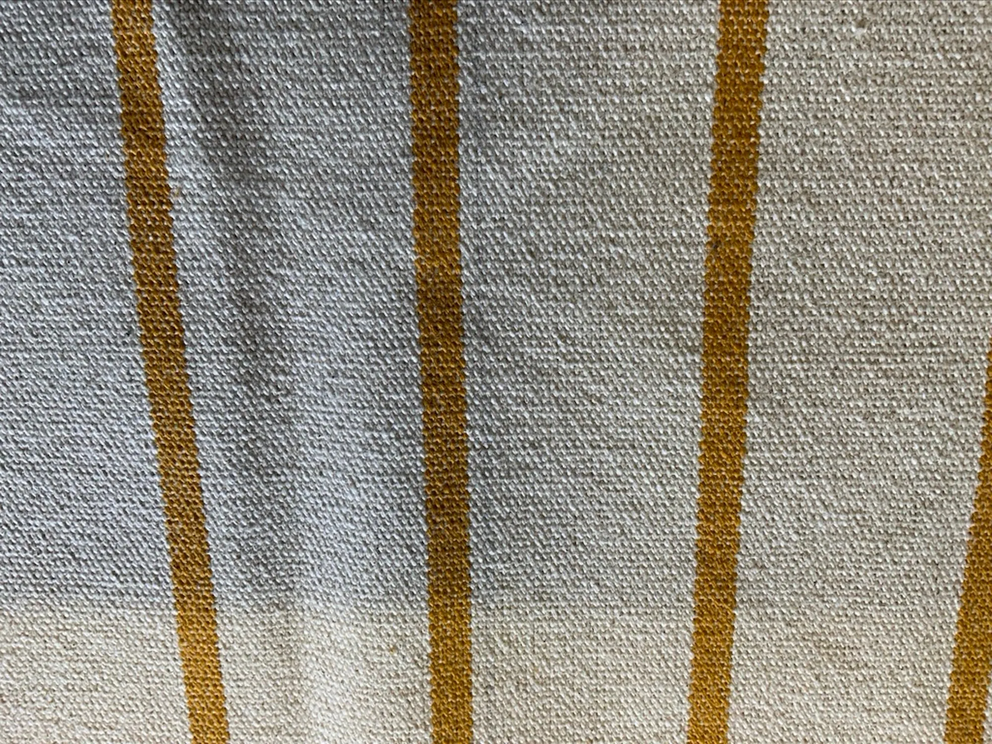 MUSTARD YELLOW STRIPE - Heavy Hopsack Furnishing / Upholstery Fabric -  Stripey Furnishing / Bag Fabric