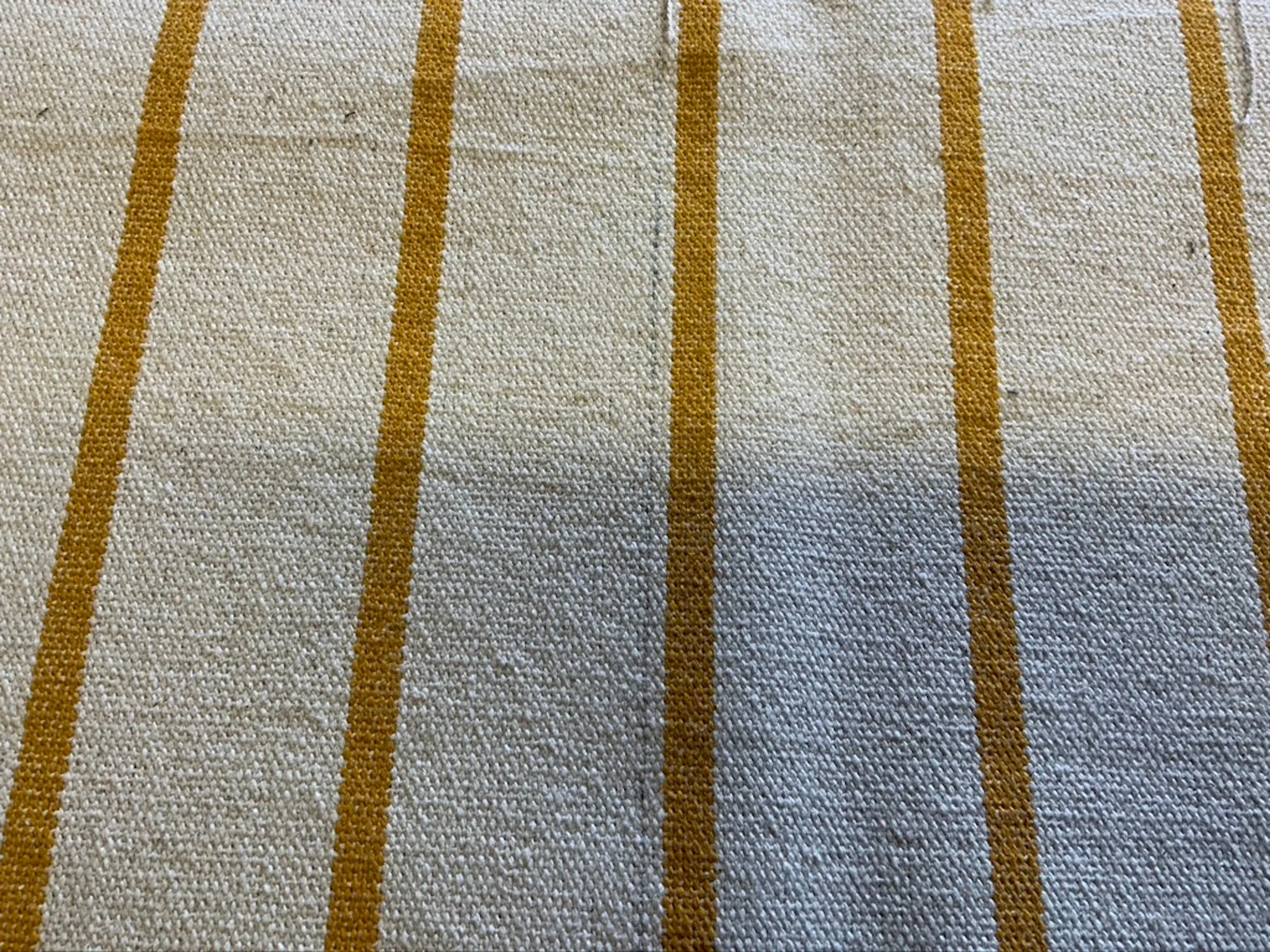 MUSTARD YELLOW STRIPE - Heavy Hopsack Furnishing / Upholstery Fabric -  Stripey Furnishing / Bag Fabric