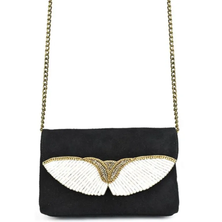 Nahua Aku Suede Clutch Bag - Black & Cream