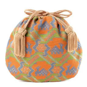 Nishijin-ori Small Drawstring Bag - Deer -,  Made in Kyoto, Japan,  Japanese traditional craft purse